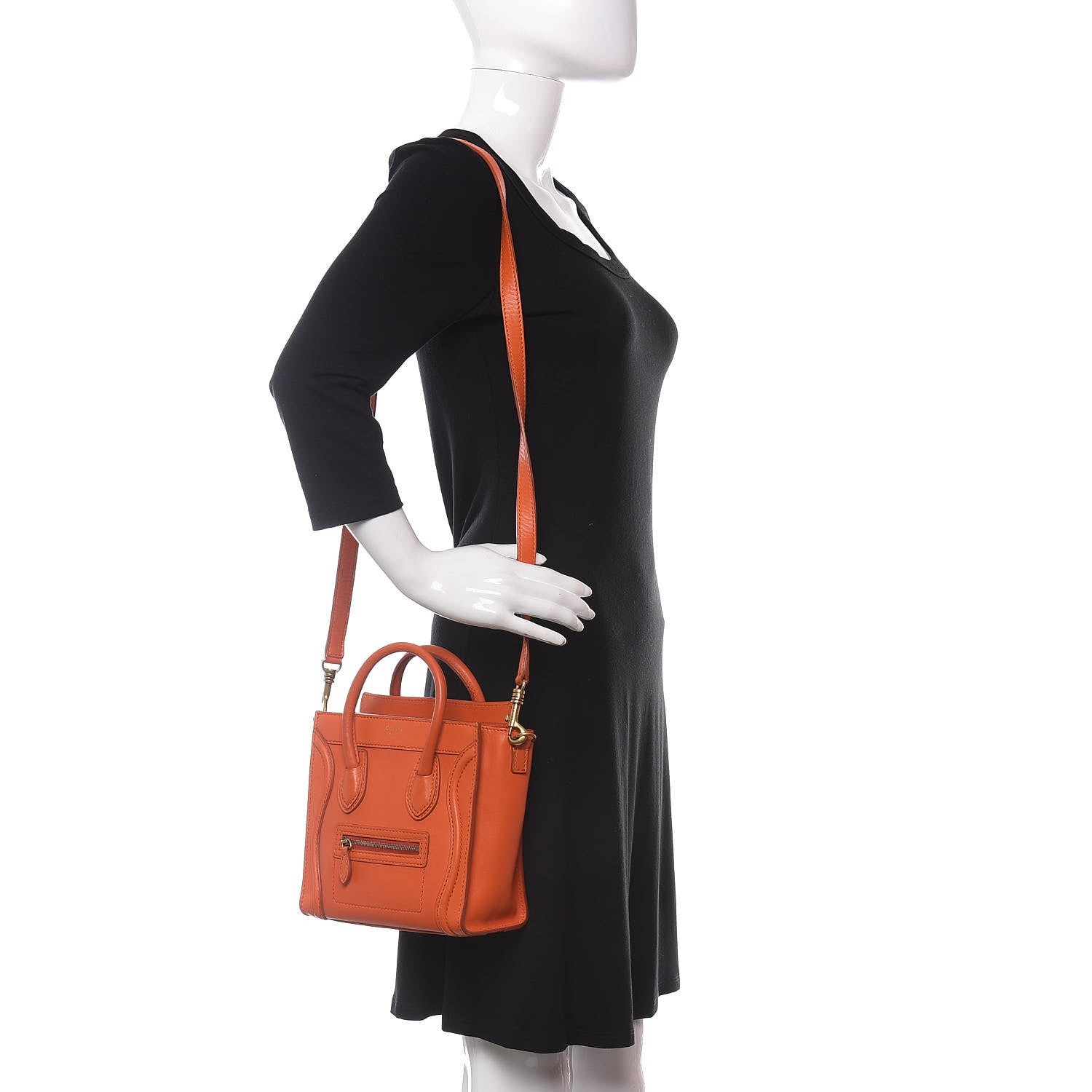 Celine Smooth Calfskin Nano Luggage Orange 2 of 10