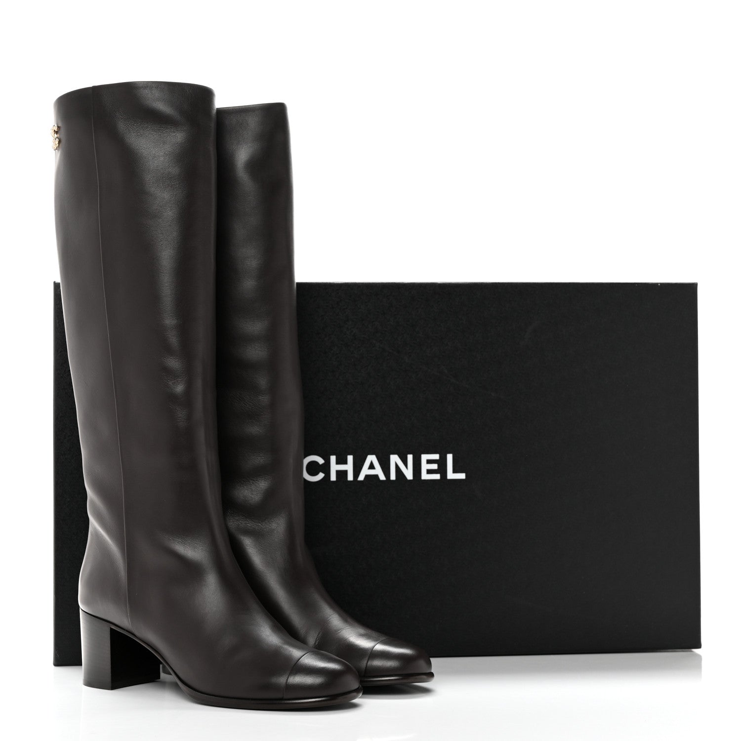 Chanel Calfskin CC High Boots 41 Brown 9 of 9