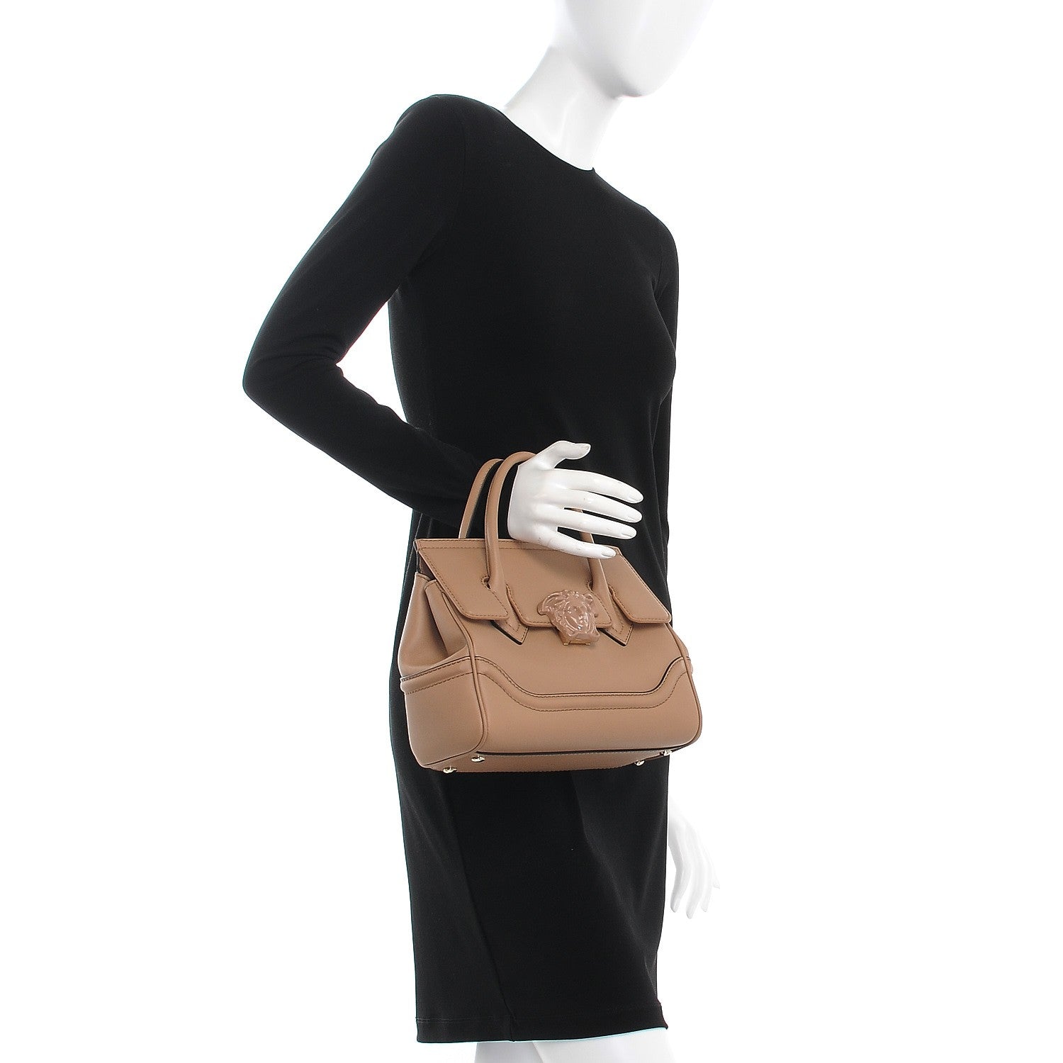Versace Calfskin Medium Palazzo Empire Bag Neutral 3 of 8