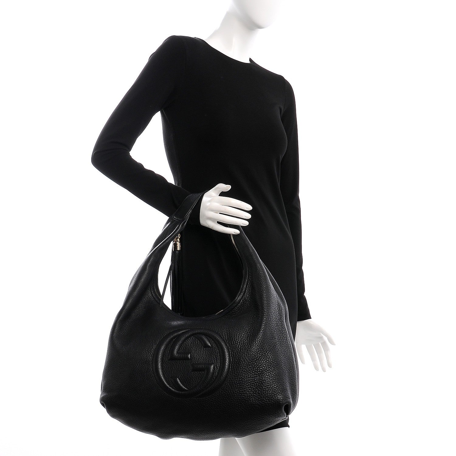 Gucci Pebbled Calfskin Large Soho Hobo Black 2 of 8