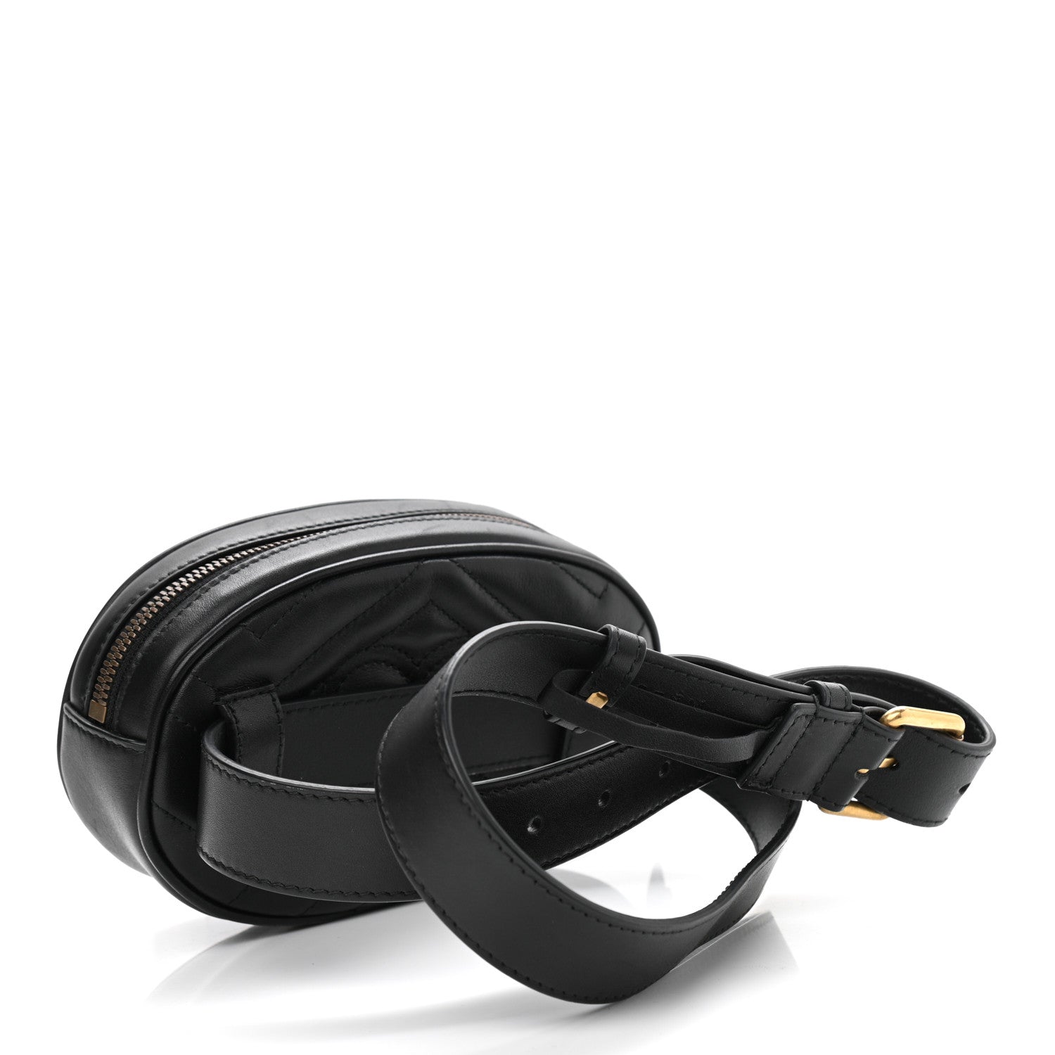 Gucci Calfskin Matelasse GG Marmont Belt Bag 85 34 Black 2 of 12