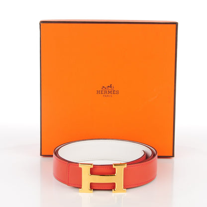 Hermes Swift Epsom 32mm H Belt 85 White Capucine 4 of 10