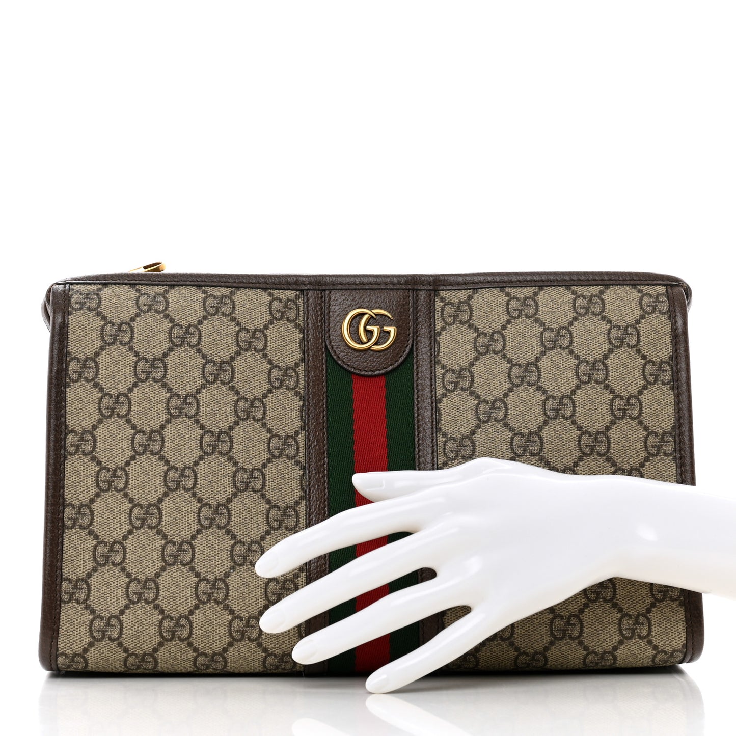 GG Supreme Monogram Web Ophidia GG Toiletry Case Beige New Acero