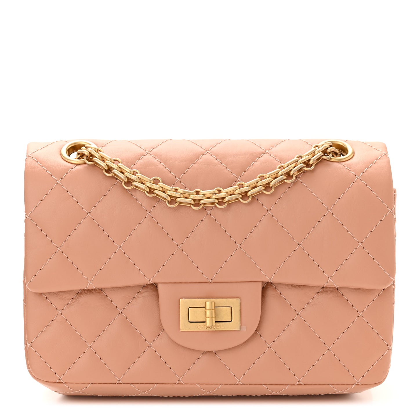 Aged Calfskin Quilted 2.55 Reissue Mini Flap Beige