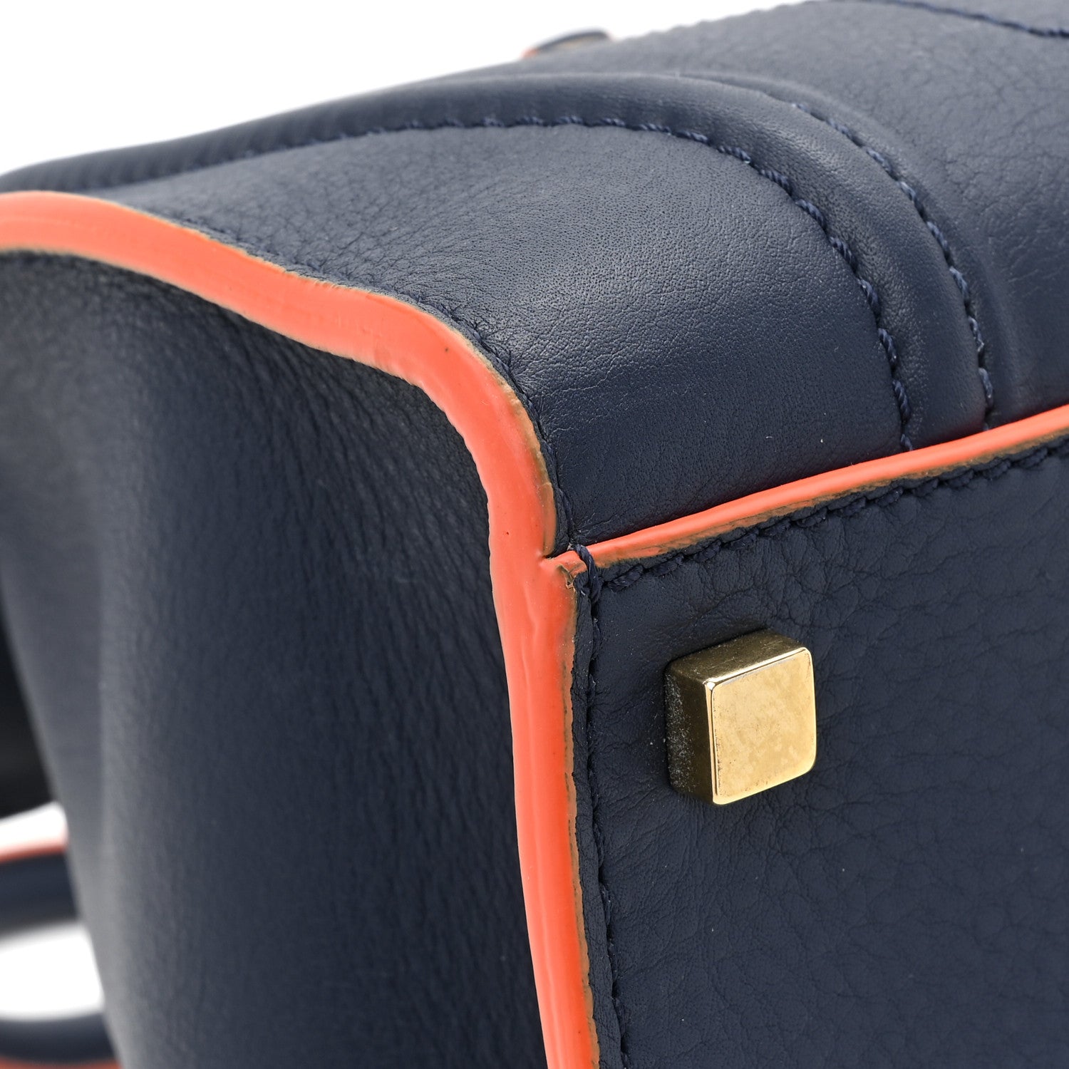 Celine Supple Calfskin Large Phantom Luggage Navy Blue Orange 10 of 13