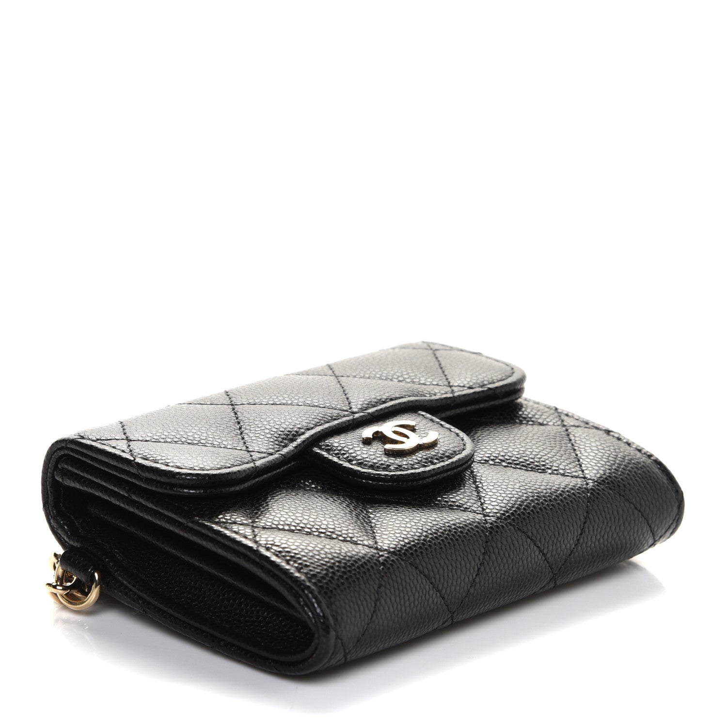 Chanel Caviar Quilted Flap Card Holder Chain Wristlet Black 4 of 8