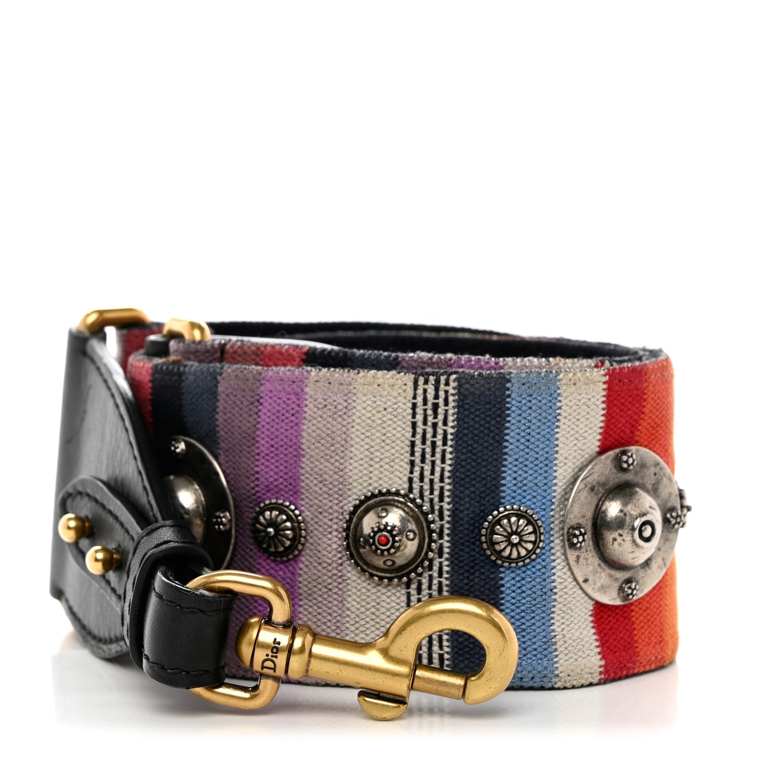 Christian Dior Canvas Embroidered Studded Rainbow Shoulder Strap 1 of 5
