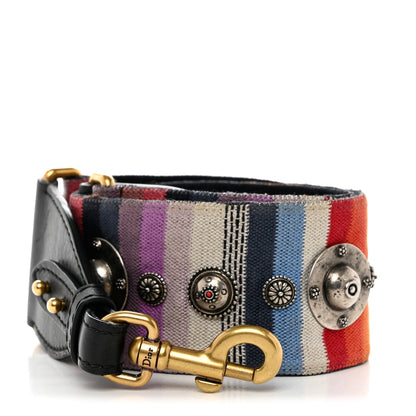 Christian Dior Canvas Embroidered Studded Rainbow Shoulder Strap 1 of 5