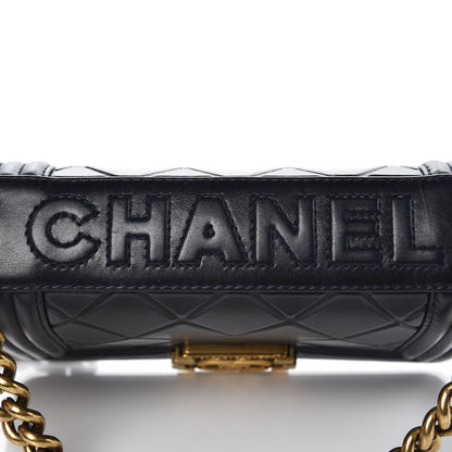 Chanel Calfskin Embossed Small Paris Salzburg Boy Flap Navy 6 of 16