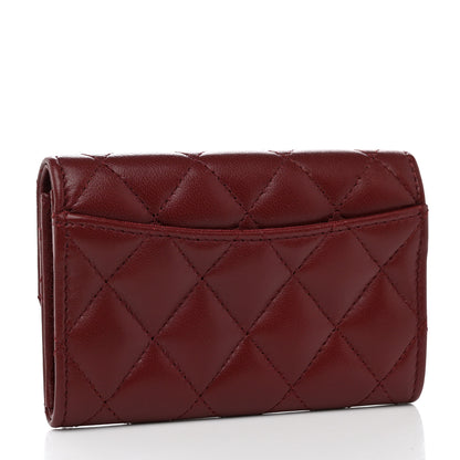 Chanel Lambskin Quilted Flap Card Holder Wallet Burgundy 2 of 8