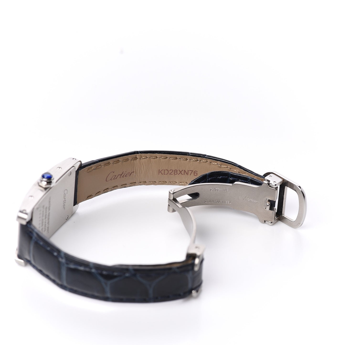 Stainless Steel Alligator 19mm Tank Americaine Quartz Watch Blue