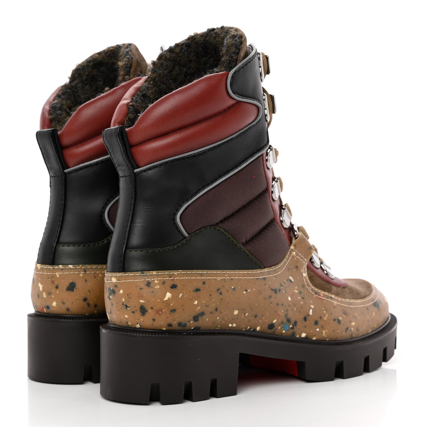 Christian Louboutin Calfskin Canvas Elaneva Flat Hiking Boots 36.5 Multi 4 of 11