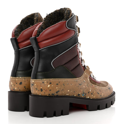 Christian Louboutin Calfskin Canvas Elaneva Flat Hiking Boots 36.5 Multi 4 of 11