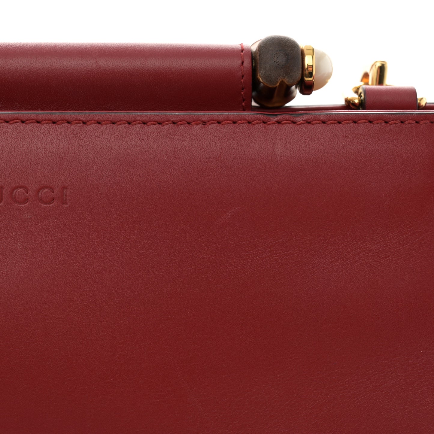 Nappa Bamboo Web Small Nymphaea Top Handle Bag Hibiscus Red