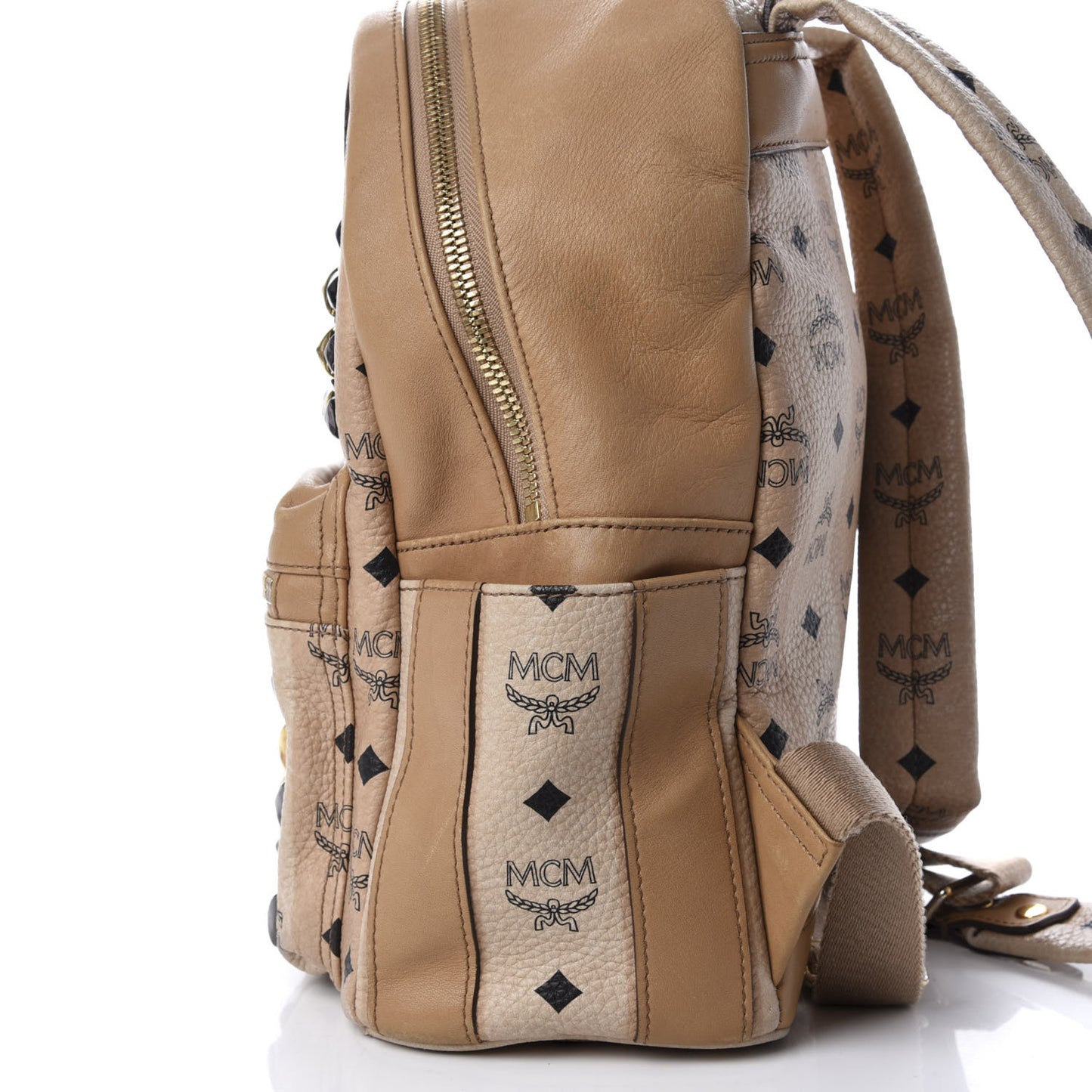 Visetos Striped Studded Small Stark M Backpack Beige