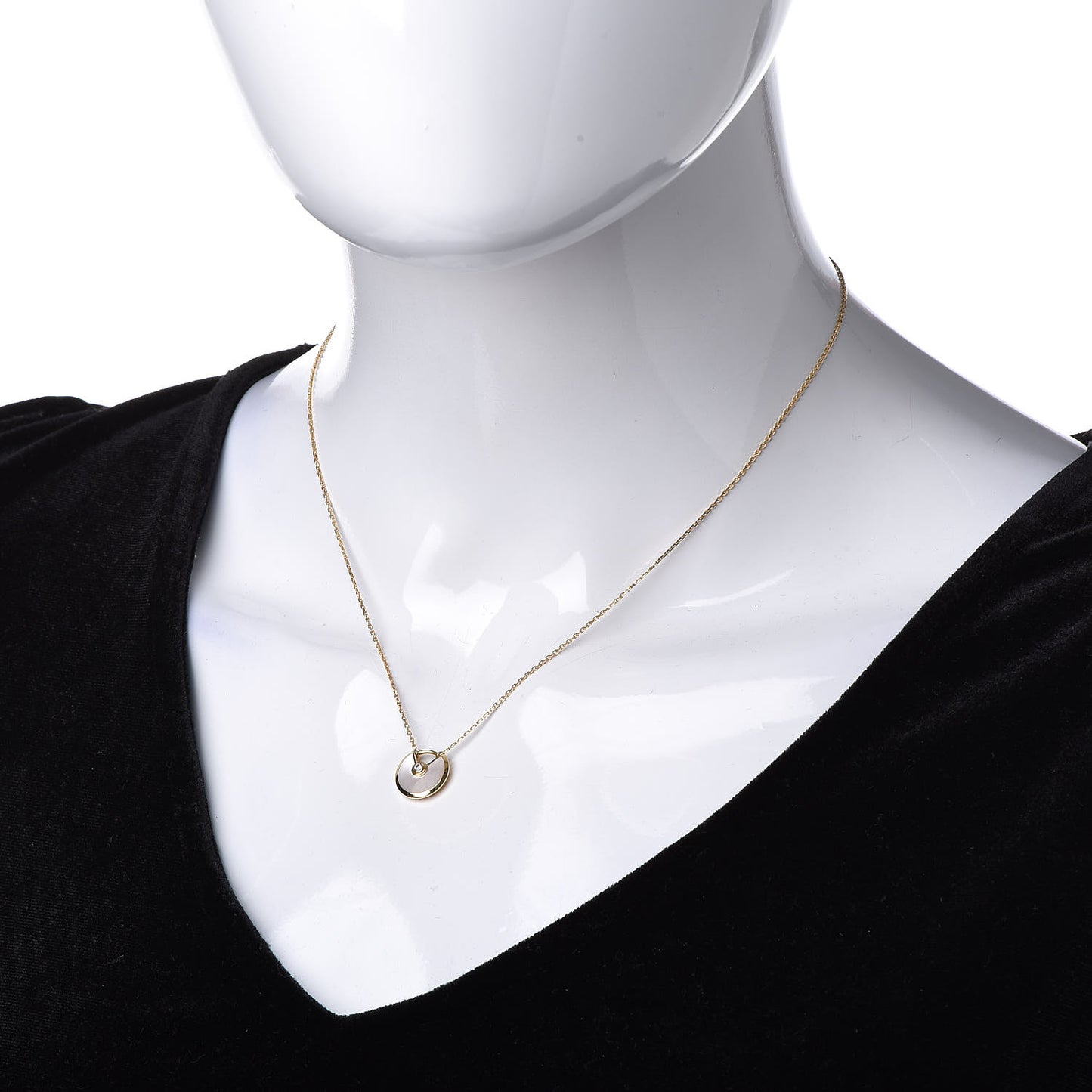 18K Yellow Gold Diamond Mother of Pearl XS Amulette de Cartier Pendant Necklace