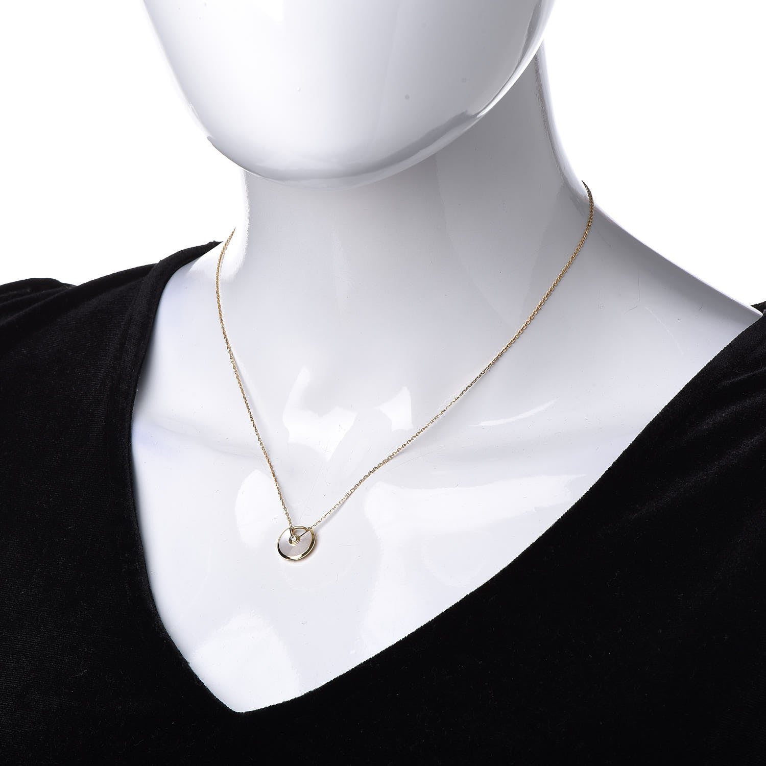 Cartier 18K Yellow Gold Diamond Mother of Pearl XS Amulette de Cartier Pendant Necklace 2 of 7