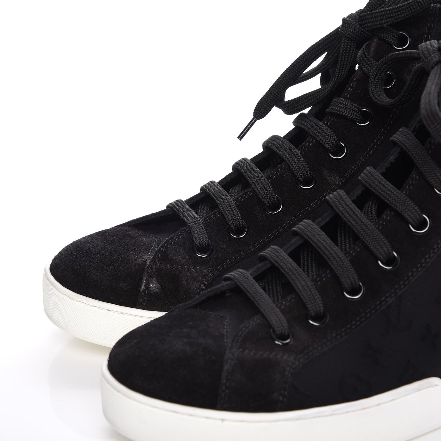 Neoprene Suede Embossed Monogram Stellar High Top Sneakers 35.5 Black