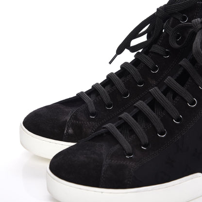 Louis Vuitton Neoprene Suede Embossed Monogram Stellar High Top Sneakers 35.5 Black 8 of 15