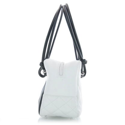 Chanel Calfskin Quilted Large Cambon Bowler White Black 4 of 10
