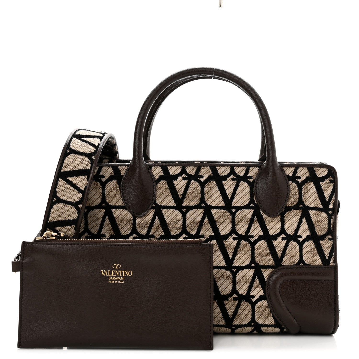 Valentino Garavani Toile Iconographe Goatskin Small Le Quatrieme Shopping Bag Naturale Black Fondant 1 of 11