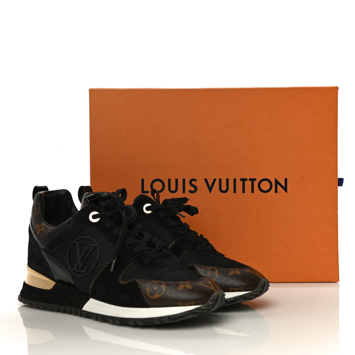 Suede Monogram Run Away Sneakers 37.5 Black