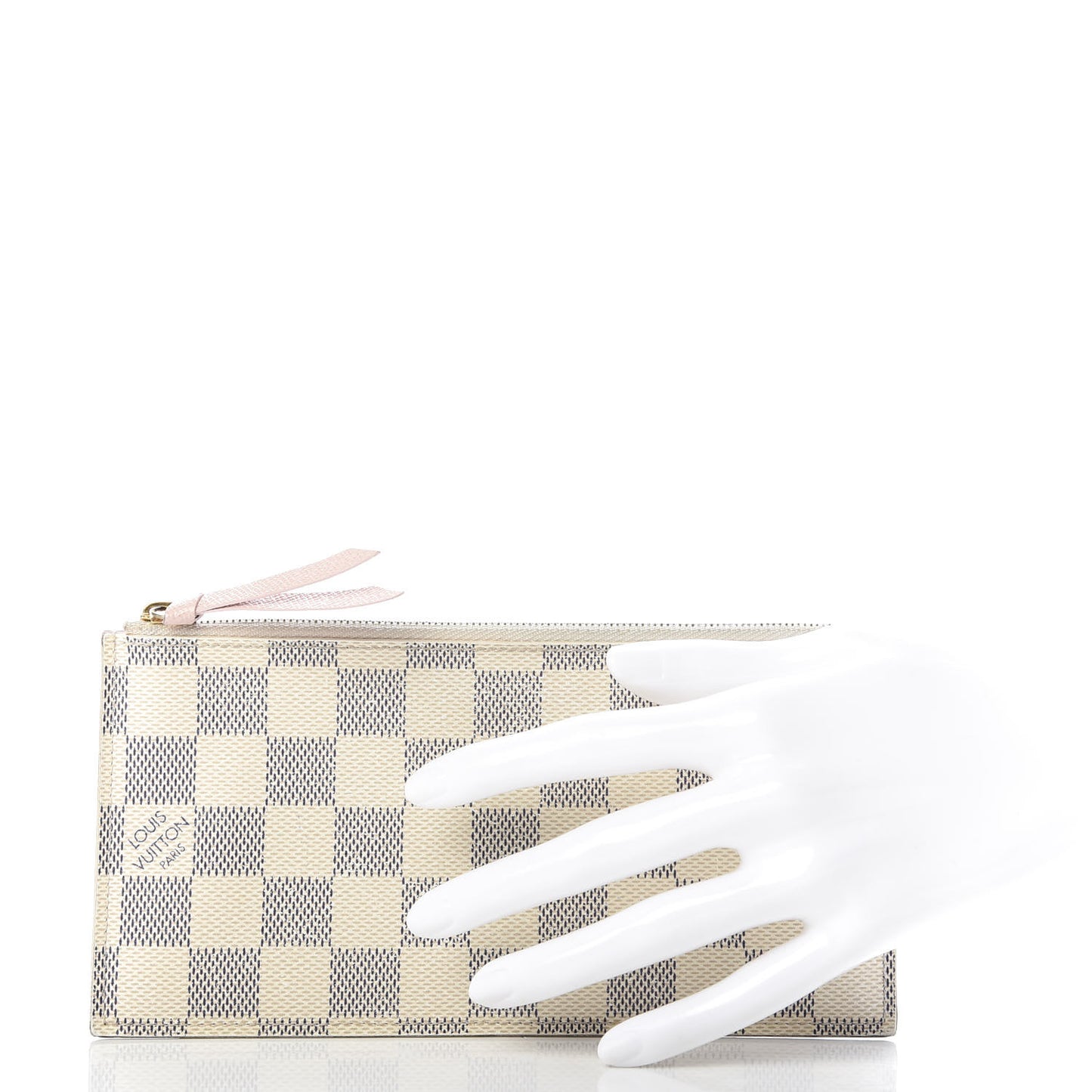 Damier Azur Felicie Chain Wallet Zippered Insert Rose Ballerine