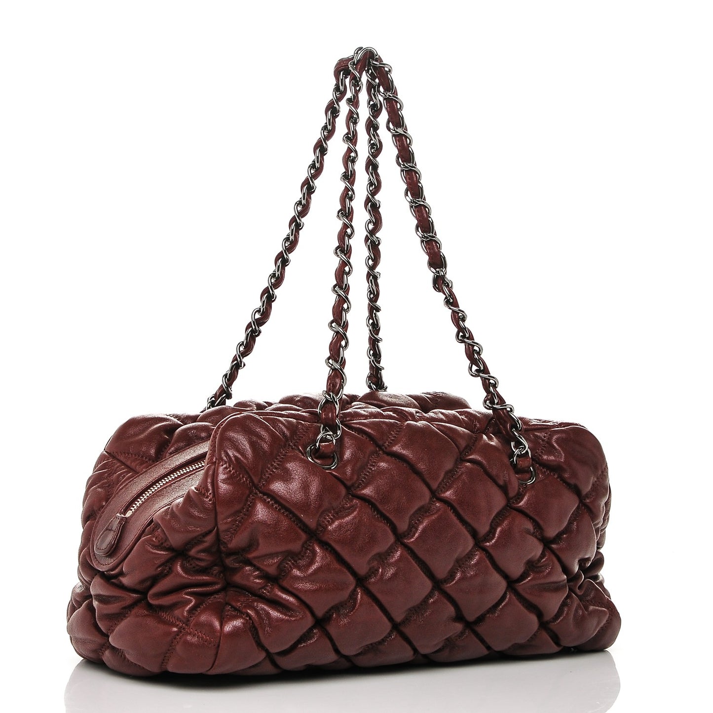 Calfskin Bubble Quilt Bowler Bordeaux