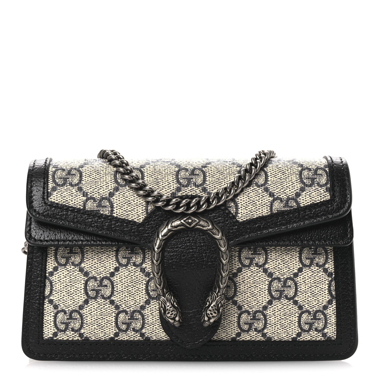 GG Supreme Monogram Textured Dollar Calfskin Super Mini Dionysus Shoulder Bag Beige Blue