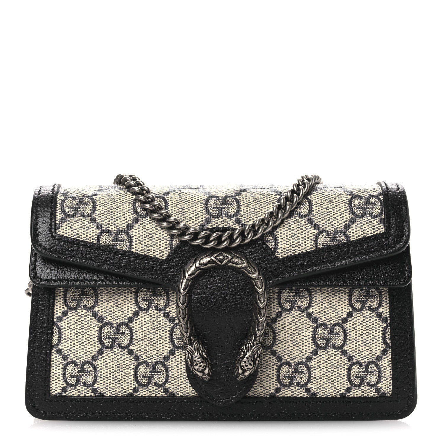 Gucci GG Supreme Monogram Textured Dollar Calfskin Super Mini Dionysus Shoulder Bag Beige Blue 1 of 10