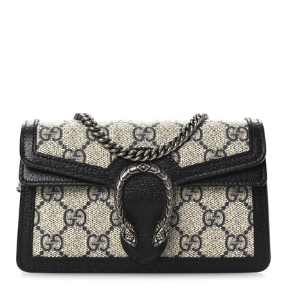 Gucci GG Supreme Monogram Textured Dollar Calfskin Super Mini Dionysus Shoulder Bag Beige Blue 1 of 10