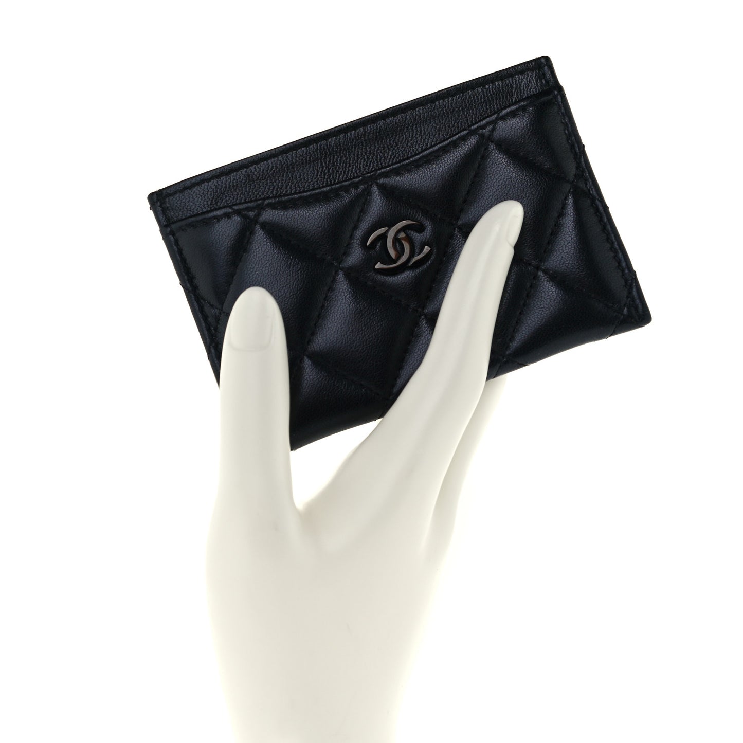 Lambskin Quilted Card Holder So Black