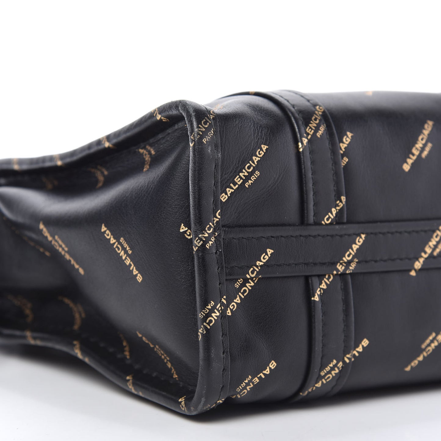 Calfskin Allover Logo XS Bazar Shopper Tote Black Gold