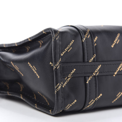 Balenciaga Calfskin Allover Logo XS Bazar Shopper Tote Black Gold 6 of 10