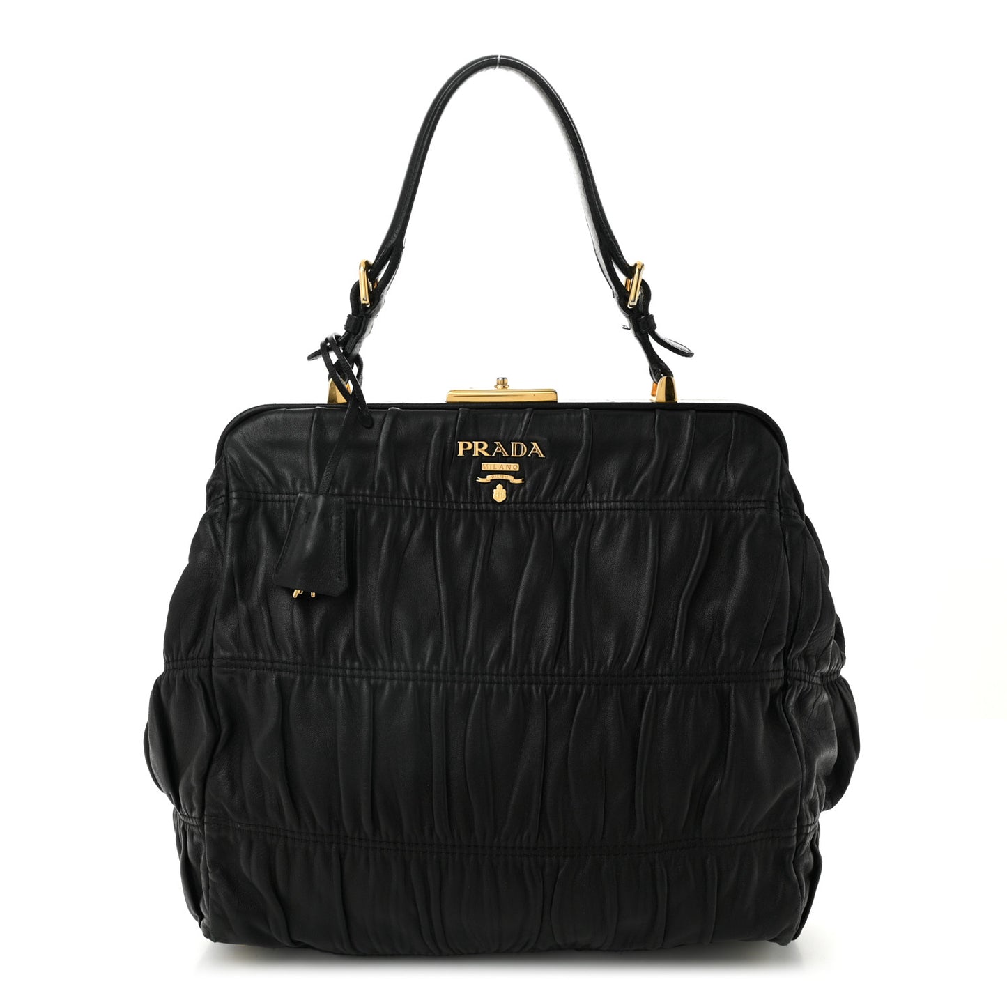 Nappa Dressy Gaufre Framed Tote Black