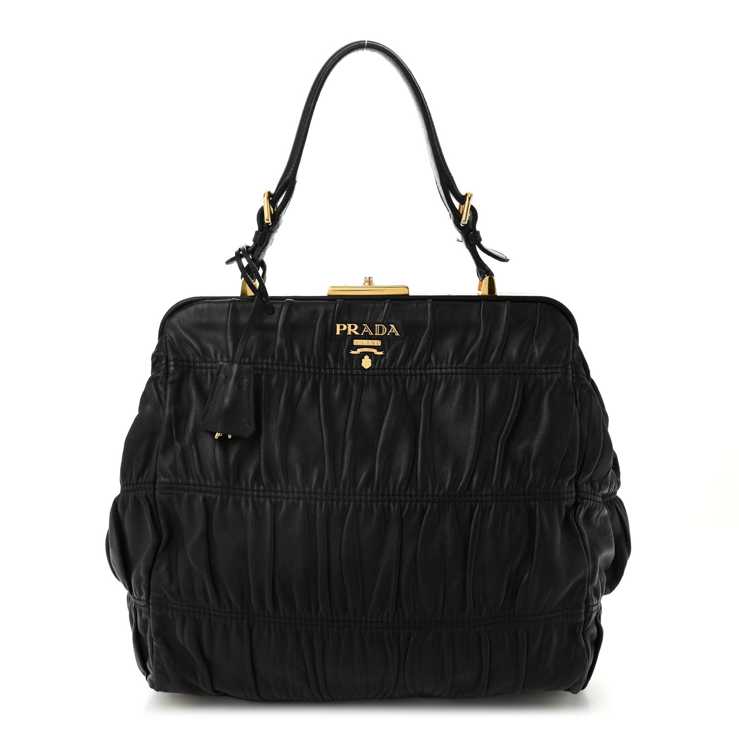 Prada Nappa Dressy Gaufre Framed Tote Black 1 of 13