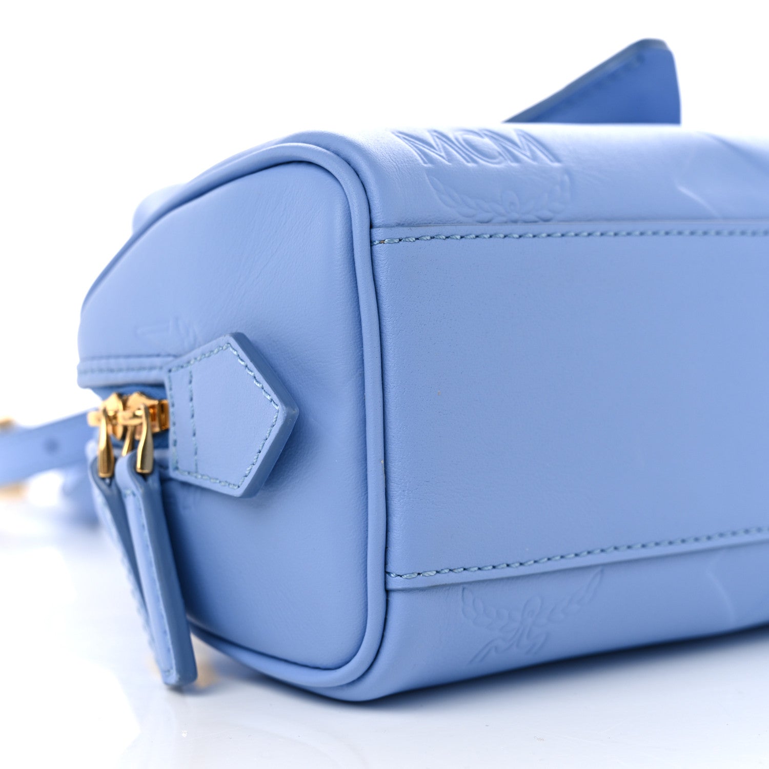 MCM Nappa Maxi Monogram Mini Ella Boston Della Robbia Blue 9 of 10