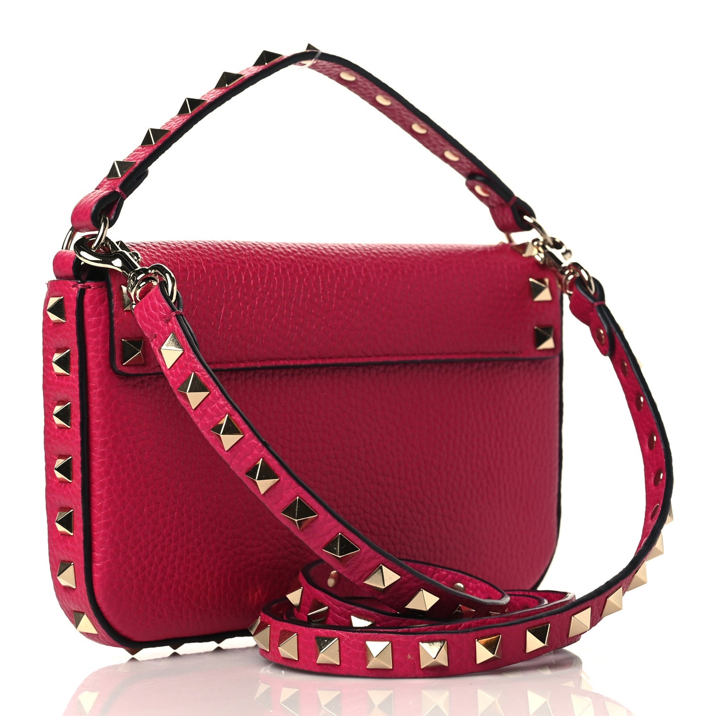 Grainy Calfskin Rockstud Crossbody Pouch Blossom