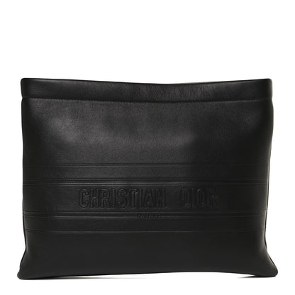 Christian Dior Calfskin Medium Diordouble Zip Pouch Black 1 of 14