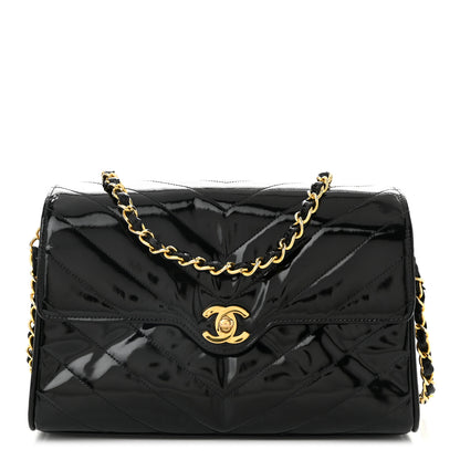 Chanel Patent Small Chevron Single Flap Black 1 of 11