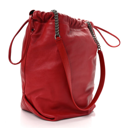 Saint Laurent Lambskin Charm Studded Teddy Drawstring Bag Eros Red 3 of 13