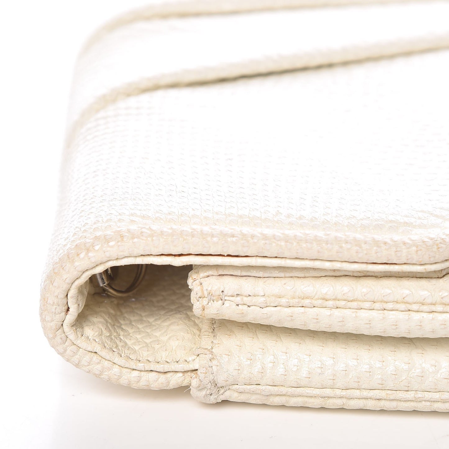 Lizard Crystal Embellished Pleated Evening Bag White