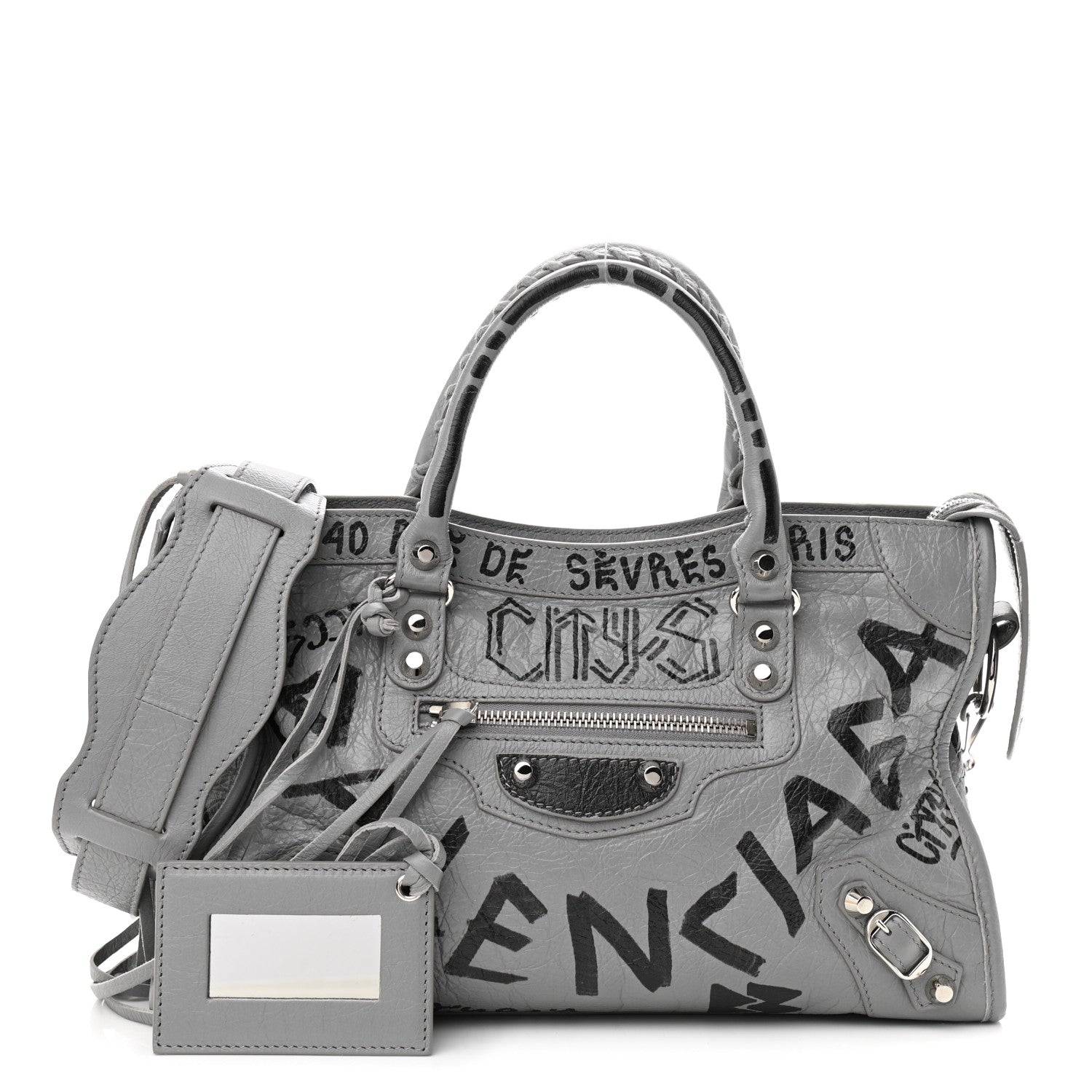 Balenciaga Agneau Arena Graffiti All Over Classic Silver Hardware S City Balenciaga Grey Black 1 of 10