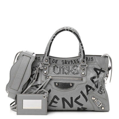 Balenciaga Agneau Arena Graffiti All Over Classic Silver Hardware S City Balenciaga Grey Black 1 of 10