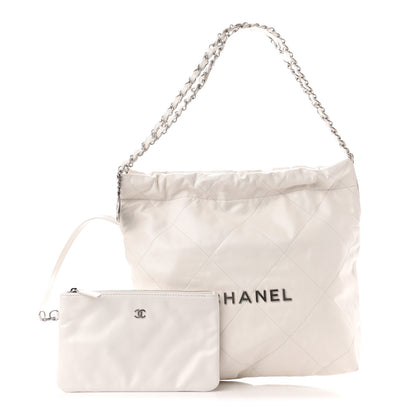 Chanel Shiny Calfskin Quilted Small Chanel 22 White 1 of 11