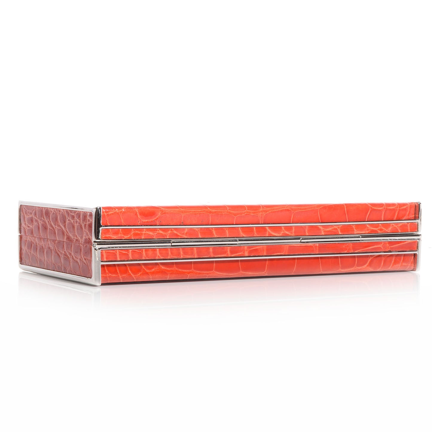 Crocodile Austrian Crystal Box Clutch Tangerine