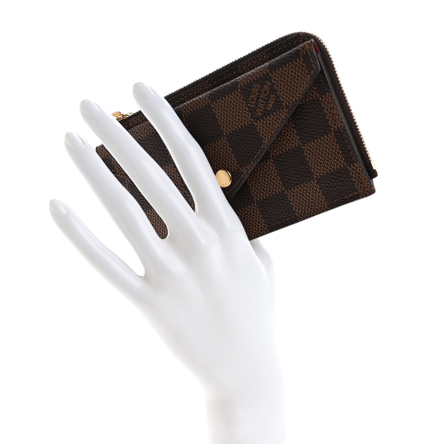 Damier Ebene Recto Verso Card Holder Red