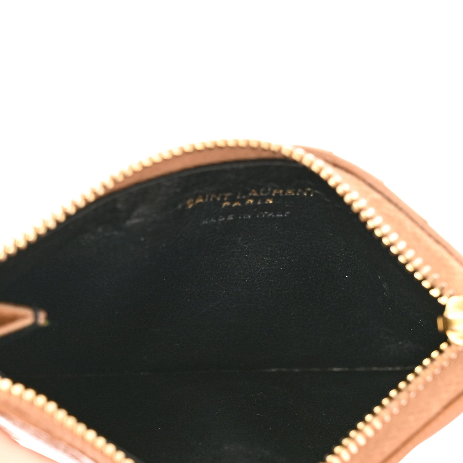 Saint Laurent Grain De Poudre Matelasse Chevron Monogram Fragments Zippered Card Case Cork 5 of 9