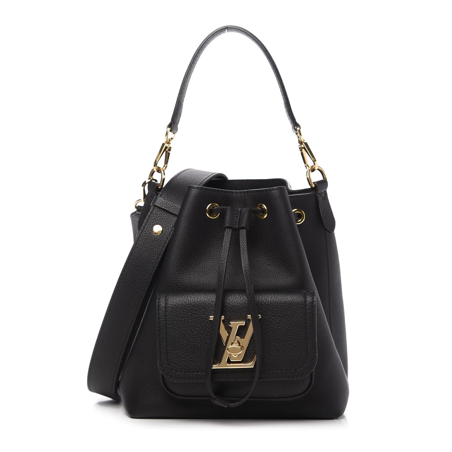 Calfskin Lockme Bucket MM Black
