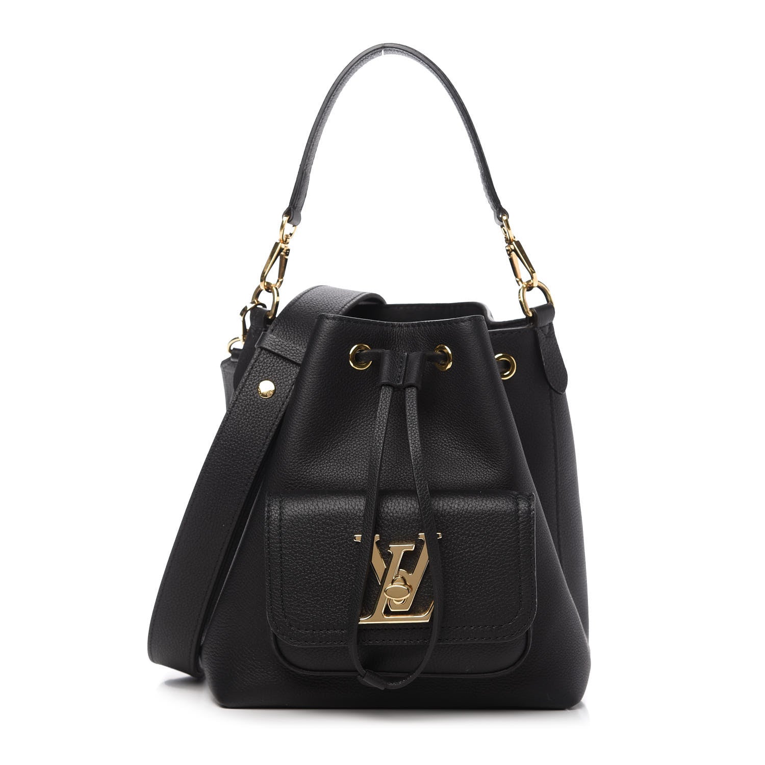 Louis Vuitton Calfskin Lockme Bucket MM Black 1 of 9